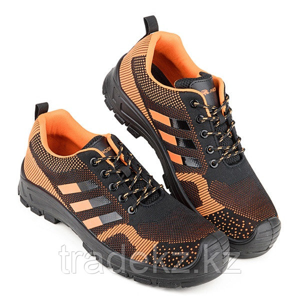 Полуботинки летние ЭлитСпецОбувь (кожа/текстиль/композит/чертый/оранж), размер 42