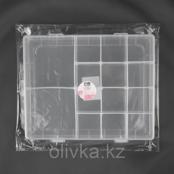 Органайзер для рукоделия, со съёмными ячейками, 14 отделений, 21 × 17 × 4 см, цвет прозрачный - фото 5 - id-p110915693