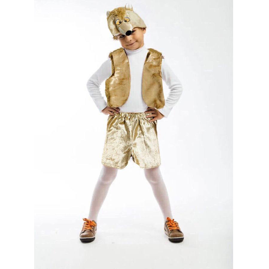 Костюм детский карнавальный Ежик жилетка шорты с хвостом и шапка бежевый
