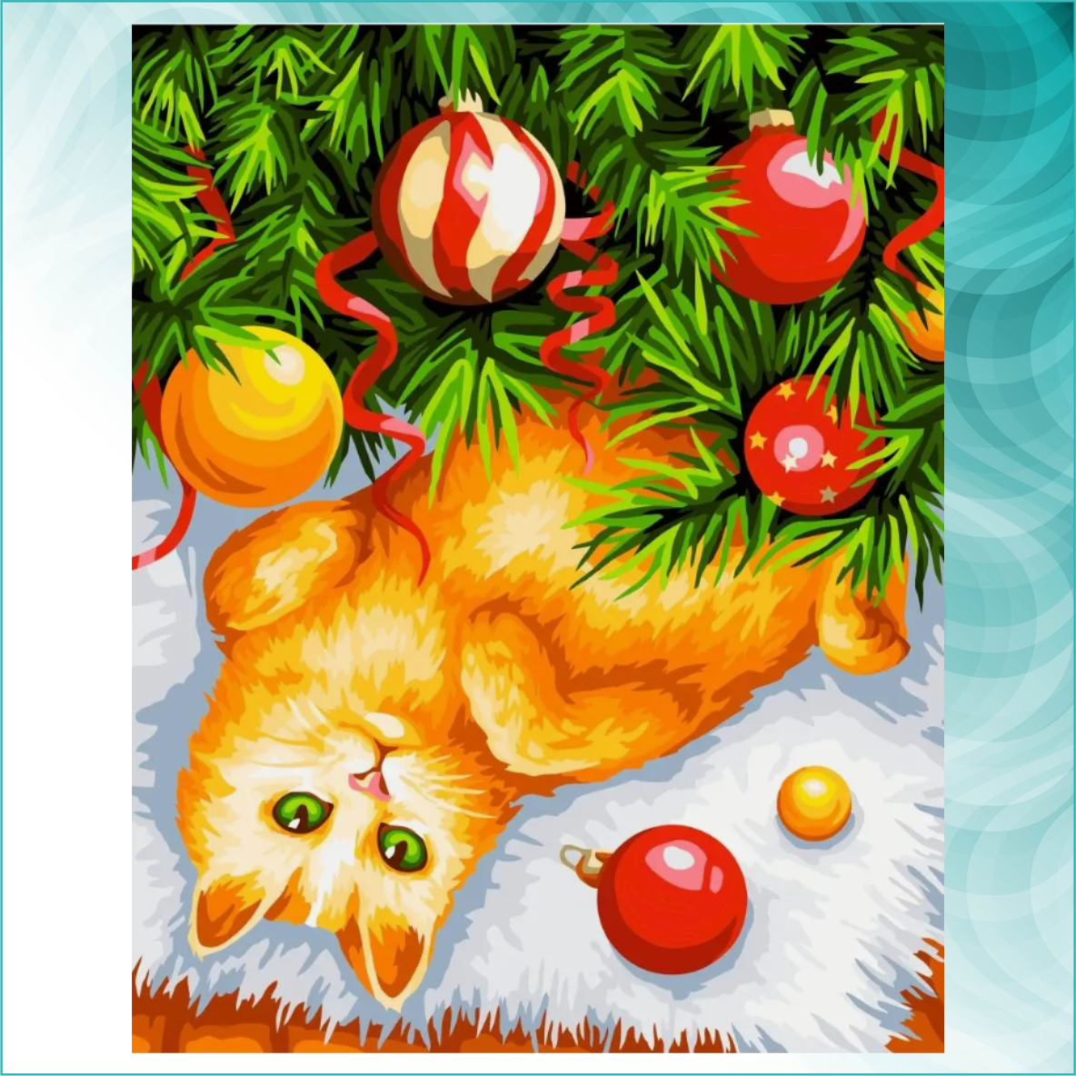 Картина по номерам "Новый год. Кошка под елкой" (40х50) - фото 2 - id-p112433736