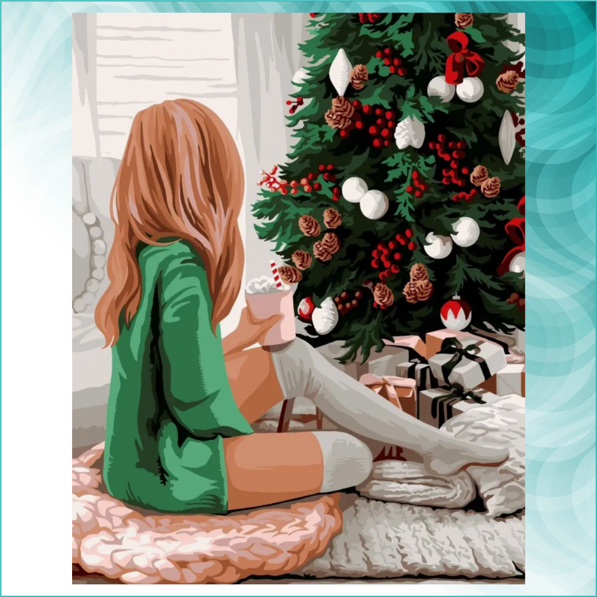 Картина по номерам "Новый год. Девушка у елки" (40х50) - фото 2 - id-p112433891