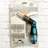 Отвертка реверсивная, поворотная головка, набор бит, SDY-91001 , 12 шт. 25мм бит синий