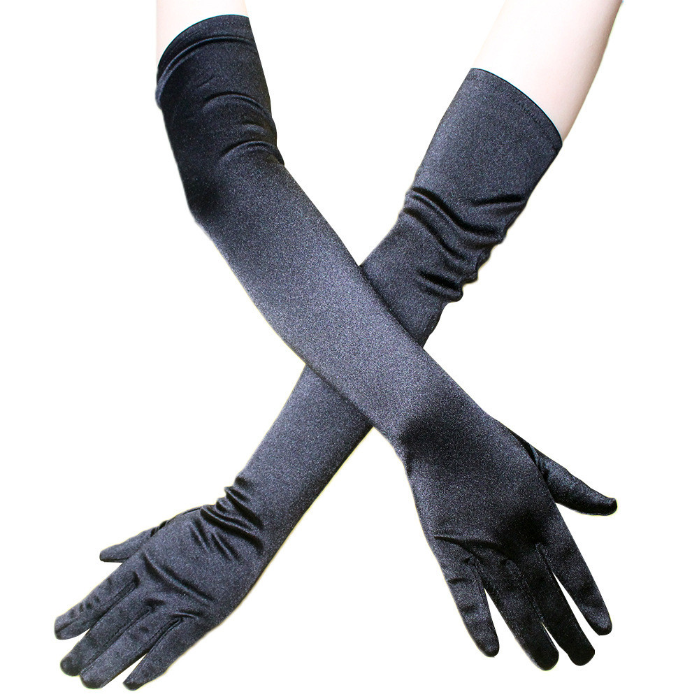 Длинные перчатки, спандекс, черные