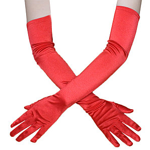 Длинные перчатки, спандекс, красные