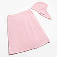 Набор для сауны Экономь и Я: полотенце-парео 68x150см  +  чалма, цв.св-розовый, 100% хл, 320 г/м2, фото 6