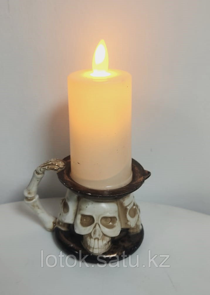 Светодиодная свеча в подсвечнике с черепами - фото 2 - id-p112442473