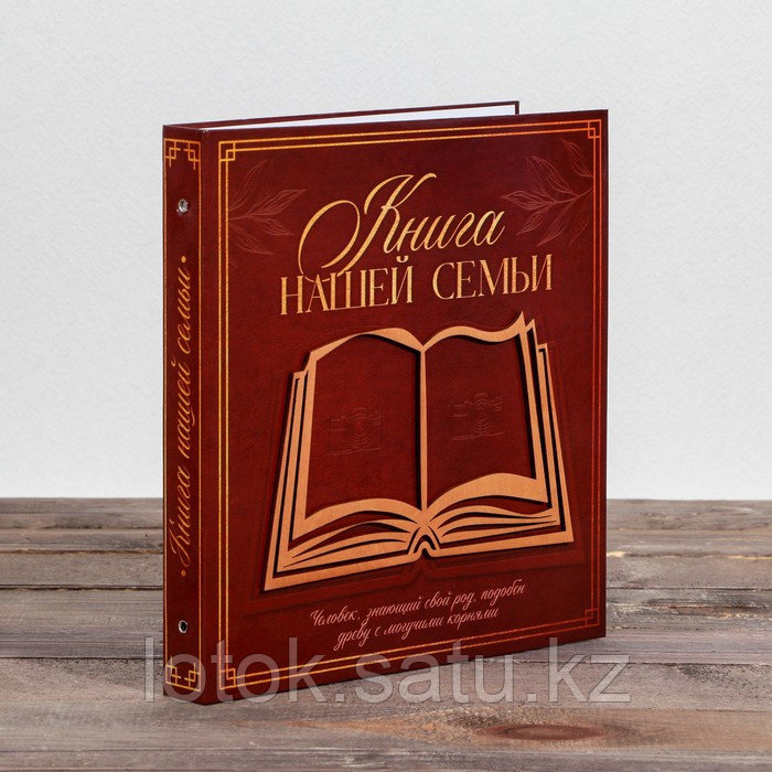 Родословная фото-книга «Книга нашей семьи» с деревянным элементом, 27,5х25 см