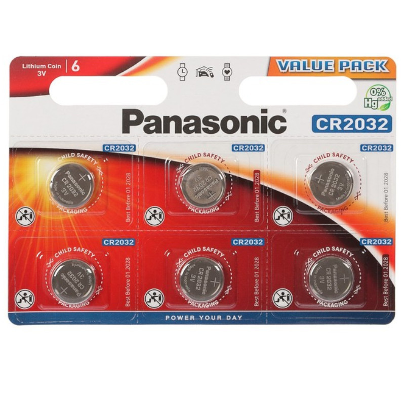 Батарейки литиевые Panasonic Lithium Coin CR2032 3V, 6шт