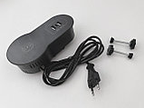 Shelbi Настольный встраиваемый бокс 2 USB, 1 Type-C, беспроводная зарядка, шнур 1,5 м., чёрный, фото 5