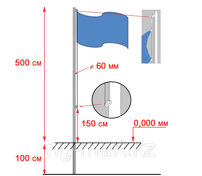 Флагшток тип 1 - фото 2 - id-p112403871