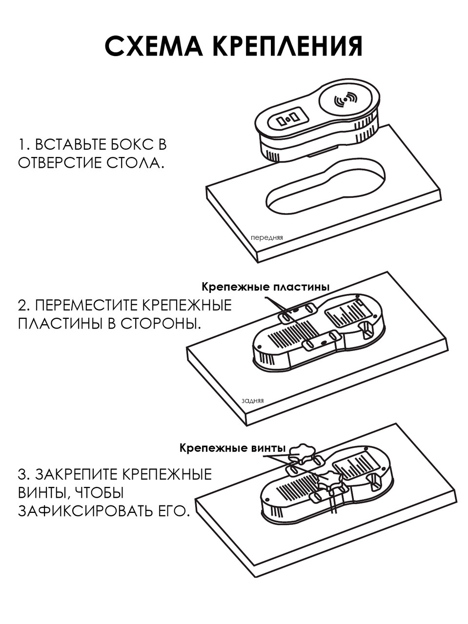 Shelbi Настольный встраиваемый бокс 2 USB, 1 Type-C, беспроводная зарядка, шнур 1,5 м., чёрный - фото 7 - id-p112458912