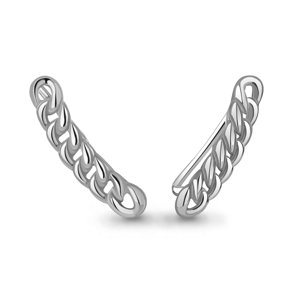 Серебряные серьги каффы Aquamarine 34578.5 покрыто родием