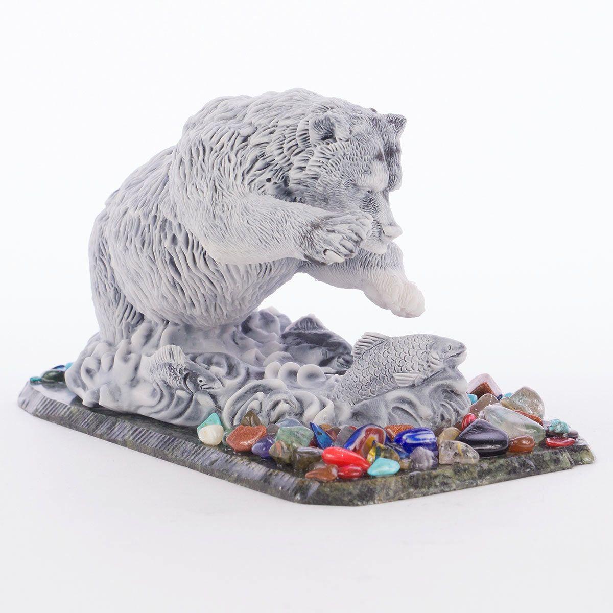 Сувенир "Медведь большой с рыбой №2" из мрамолита 118988 - фото 2 - id-p112494492