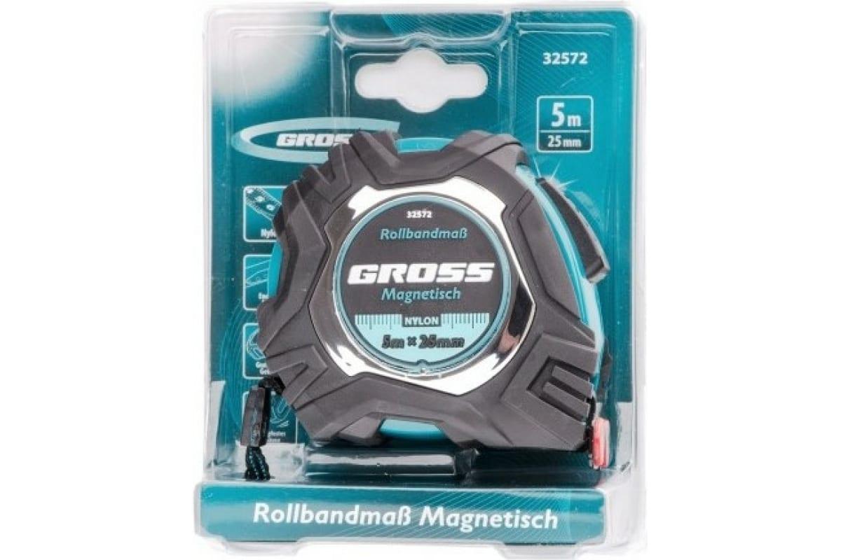 Рулетка Magnetisch, 5 м х 25 мм обрезиненный корпус,автоматическая фиксация GROSS 32572 - фото 4 - id-p106209404