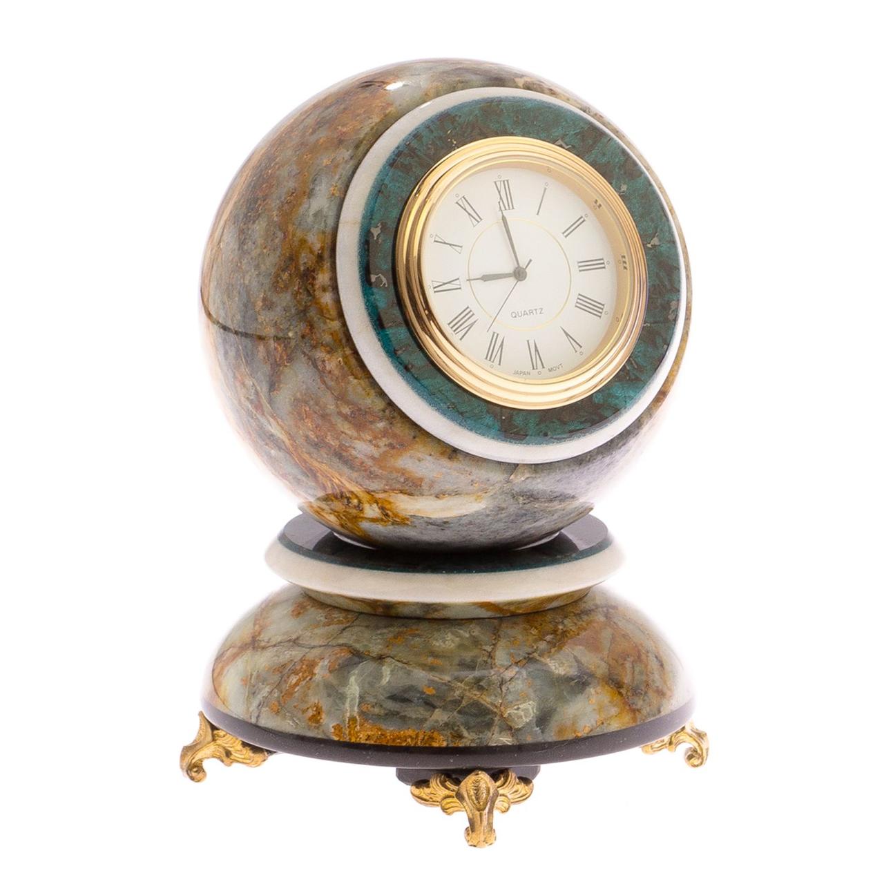 Настольные часы "Шар Антистресс" 10 см из офиокальцита / шар декоративный / шар для медитаций / каменный шарик - фото 2 - id-p112495740