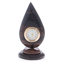 Декоративные часы "Капля нефти" из натурального обсидиана