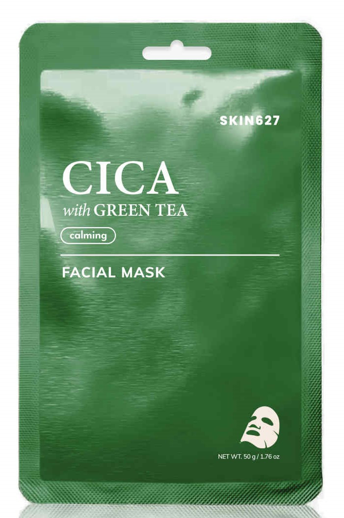 Маска тканевая для лица SKIN627 CICA with GREEN TEA SHEET MASK Центелла и Зеленый чай - фото 1 - id-p112496445