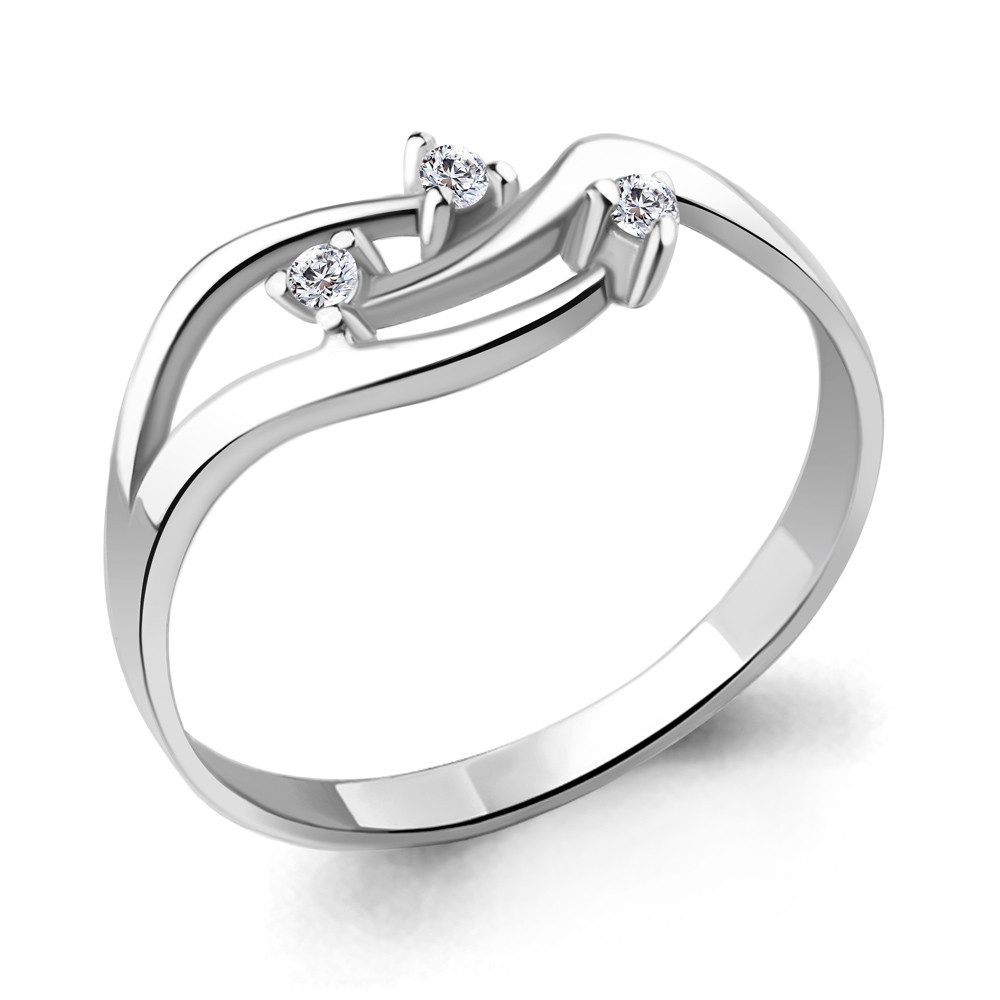 Серебряное кольцо  Фианит Aquamarine 61852А.5 покрыто  родием