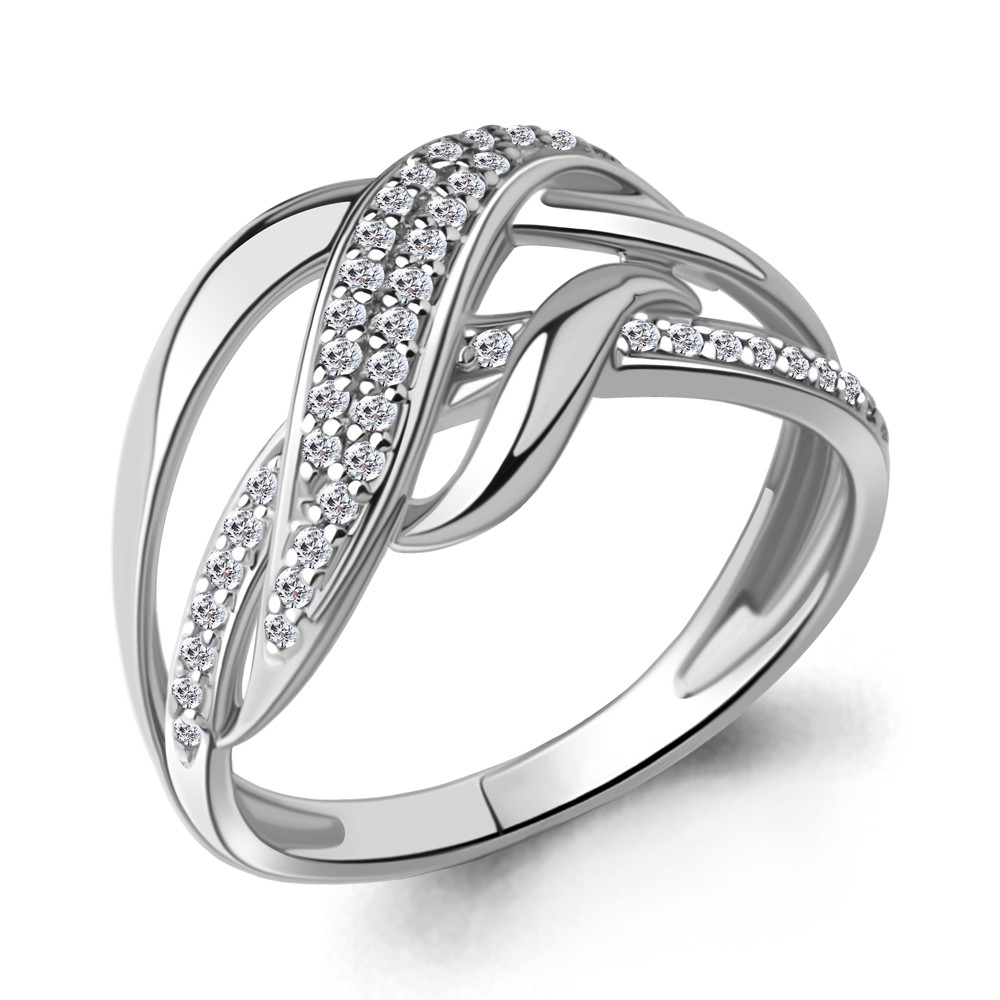 Серебряное кольцо  Фианит Aquamarine 62962А.5 покрыто  родием