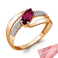 Серебряное кольцо Топаз ярко-красный Фианит Aquamarine 65839502А.6 позолота коллекц. Гипноз