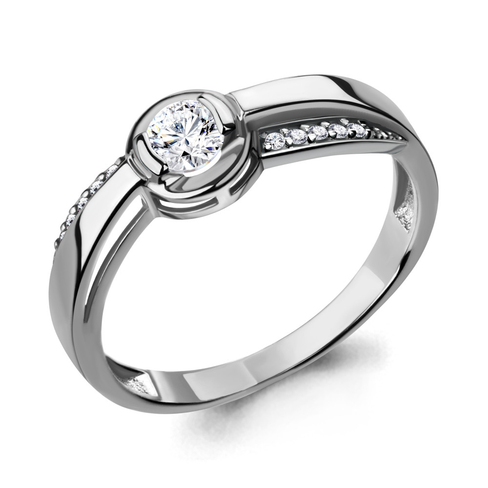 Серебряное кольцо  Фианит Aquamarine 665721А.5 покрыто  родием