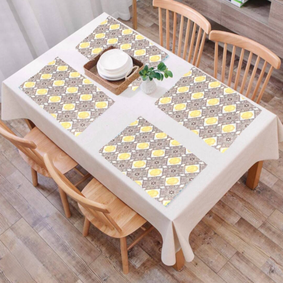 Салфетки сервировочные под тарелки набор 6 в 1 LiJie с текстурным узором желтые - фото 2 - id-p112498378