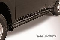 Защита порогов d76 с проступями черная Slitkoff для Tagaz Tingo (2010-2012)