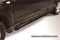Защита порогов d76 труба черная Slitkoff для Subaru Forester (2007-2013)
