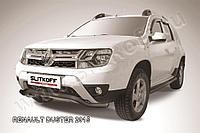 Защита переднего бампера d57 бампера волна черная Slitkoff для Renault Duster (2015-2021)