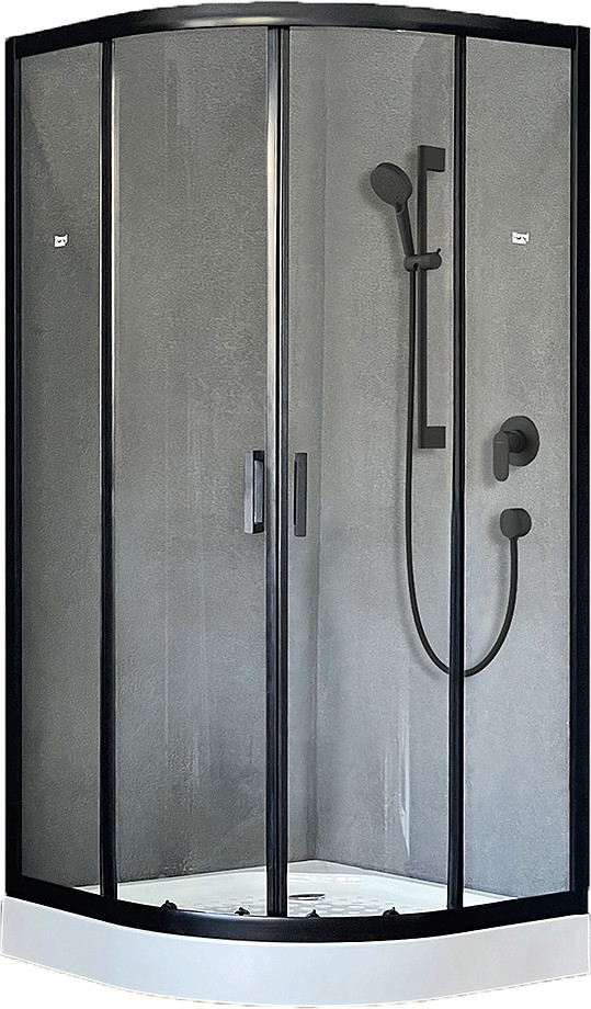Уголок душевой Royal Bath RB 100HK-T-BL 100х100х200 см, прозрачное, чёрный профиль - фото 1 - id-p112278054