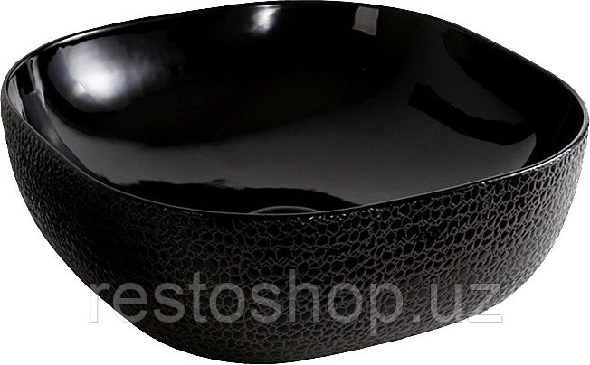 Раковина накладная Mira MR-4343BB 43х43 см, без отв. под смеситель, черный, керамика - фото 1 - id-p112348142