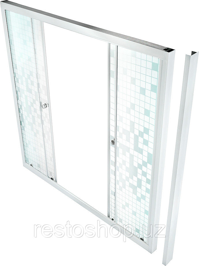 Шторка для ванны Triton Мозаика 170 см, раздвижная, стекло, профиль белый - фото 1 - id-p112347833
