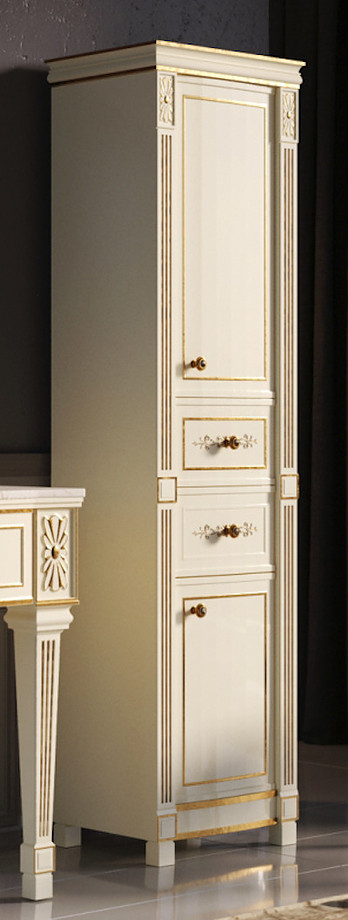 Шкаф-пенал Misty Tiffany 50 50х186 см, правый, белый, сусальное золото - фото 1 - id-p112320087