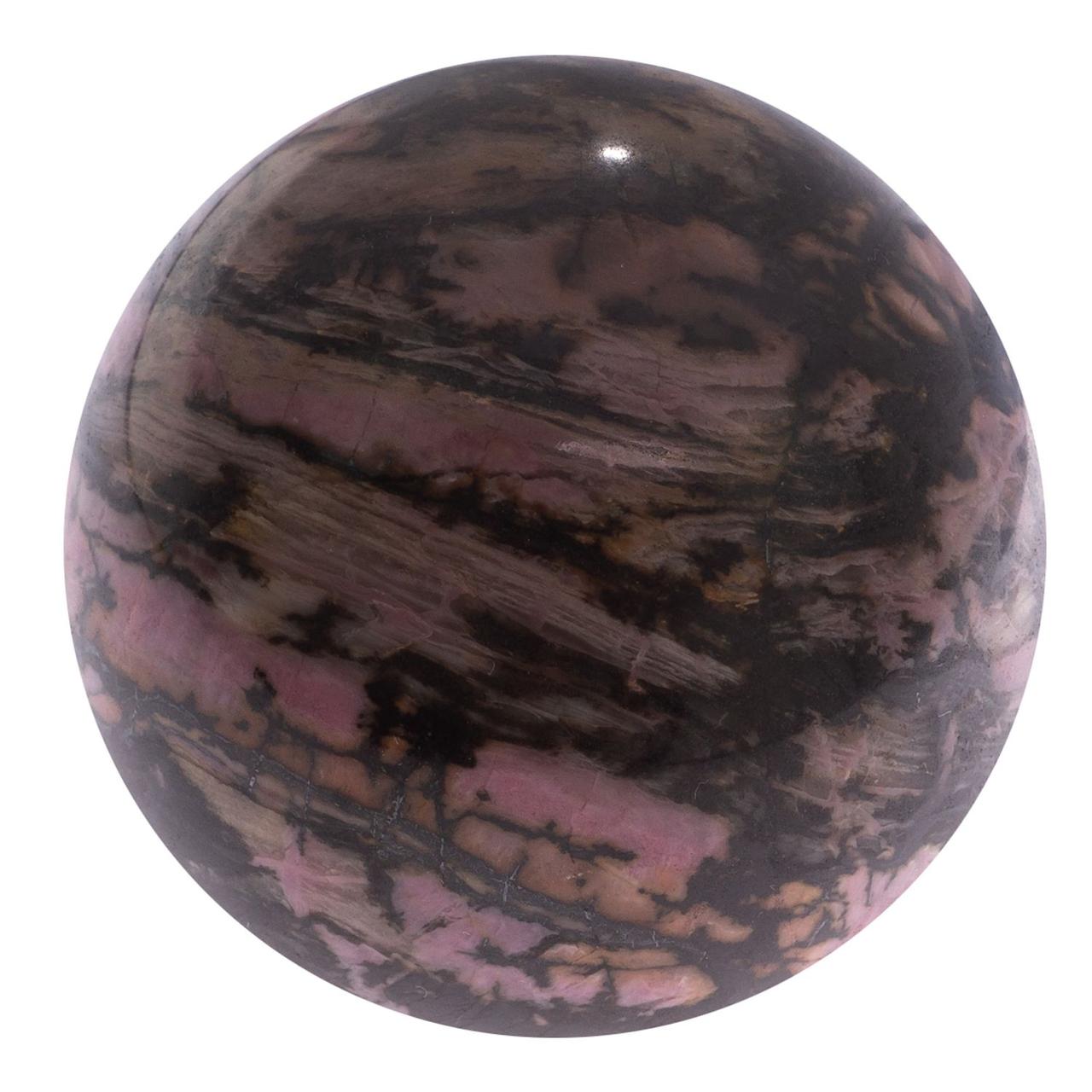 Шар из родонита 7 см / шар декоративный / шар для медитаций / каменный шарик / сувенир из камня - фото 1 - id-p112522262