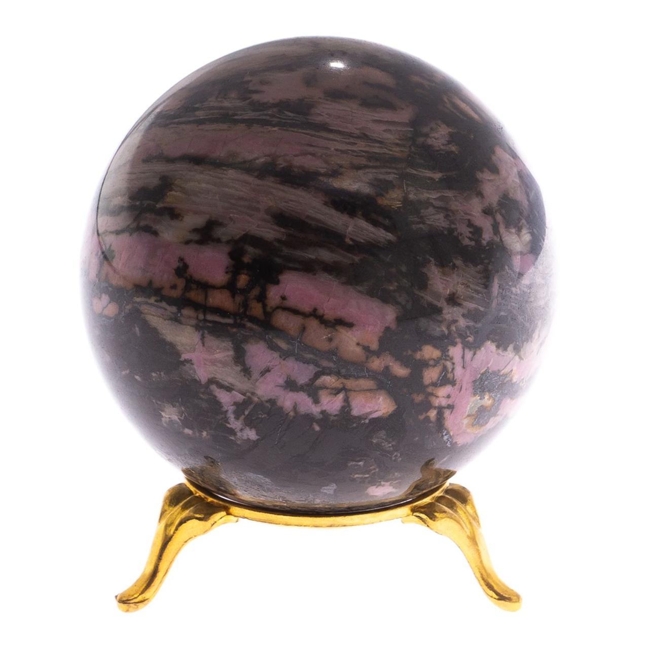 Шар из родонита 7 см / шар декоративный / шар для медитаций / каменный шарик / сувенир из камня - фото 2 - id-p112522262