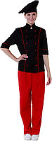 Куртка шеф-повара женская Клен 00016, р.48, черная, красный кант