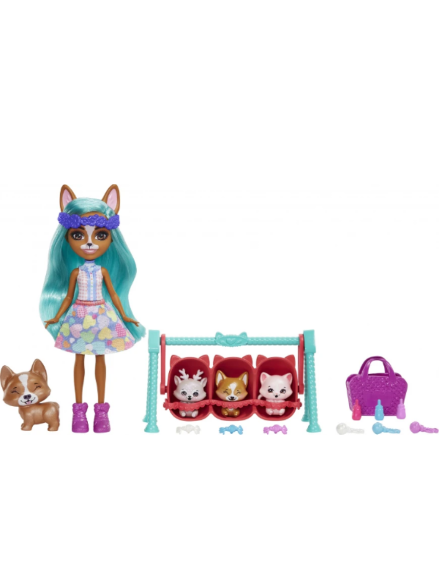 Энчантималс Игровой набор Enchantimals Корги Криция с малышами