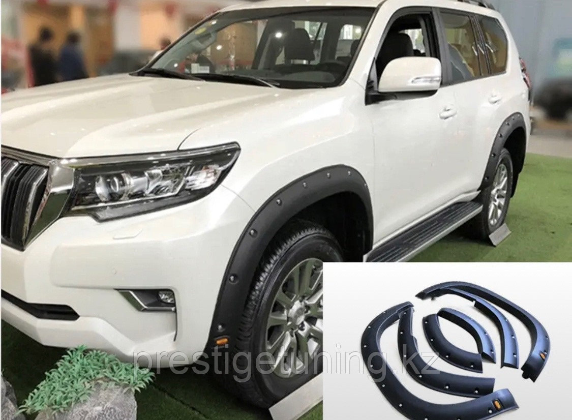 Расширители арок на Land Cruiser Prado 2018-23 дизайн OFF ROAD (Черный цвет)