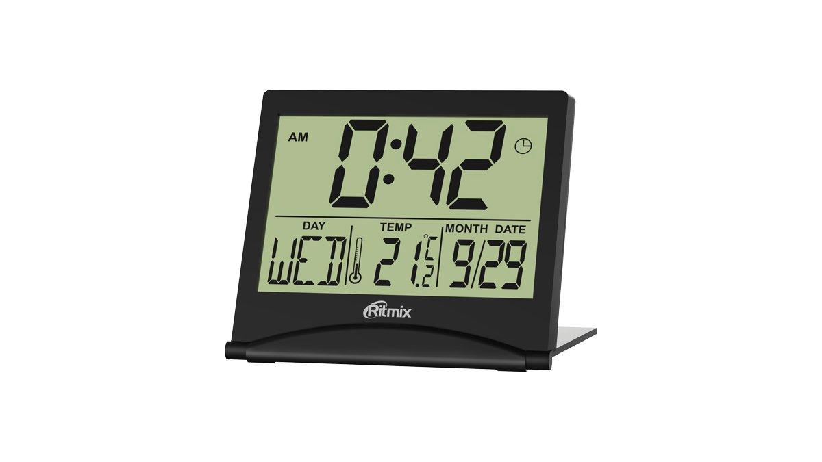 Часы-будильник с термометром Ritmix CAT-042 черный - фото 1 - id-p112548579