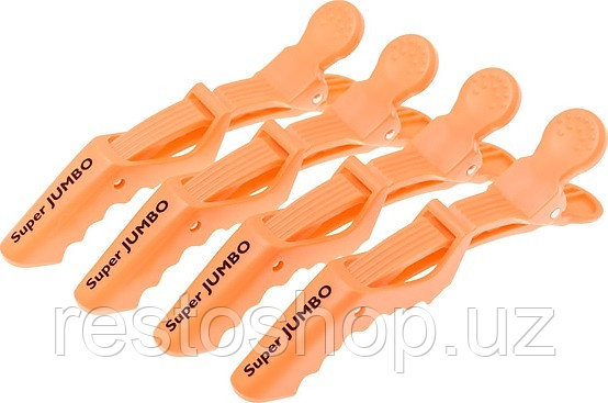 Зажимы для волос Harizma JUMBO, усиленные оранжевые, 4 шт. - фото 1 - id-p112346023