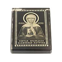 Икона в машину "Св. Матрона Московская" обсидиан 2,5х3,5 см 123161