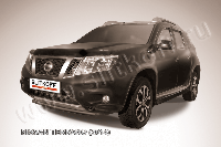 Защита переднего бампера d42 черная Slitkoff для Nissan Terrano (2014-)