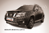Защита переднего d57 бампера черная Slitkoff для Nissan Terrano (2014-)