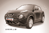 Защита переднего бампера d57 короткая черная Slitkoff для Nissan Juke 4WD (2010-2014)