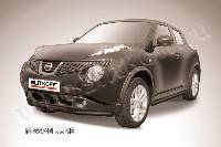 Защита переднего бампера d57+d42 двойная черная Slitkoff для Nissan Juke 4WD (2010-2014)
