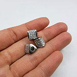 Бусина треугольная, с фианитами, 9х8х8мм, фото 2