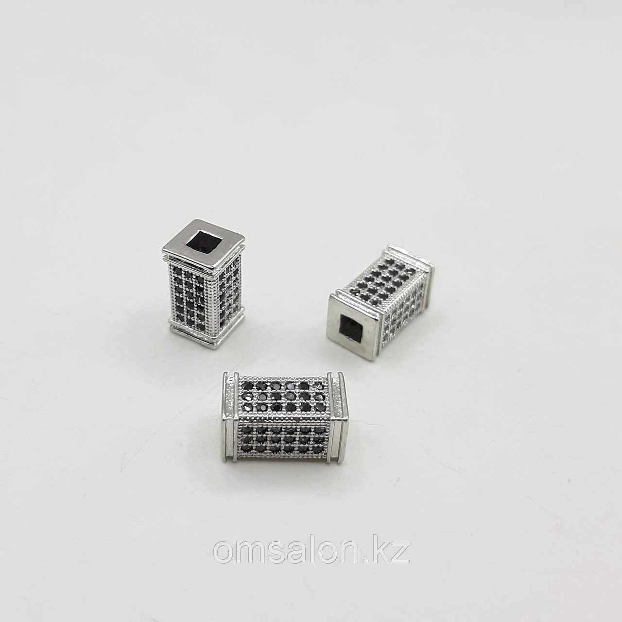 Бусина прямоугольная, с фианитами, 12*6*6мм, фото 1