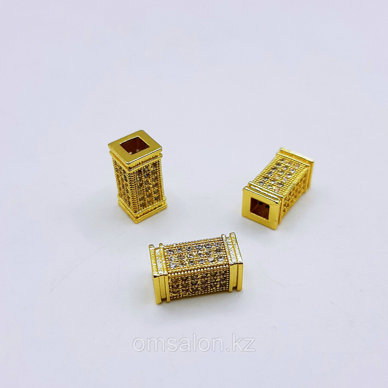 Бусина прямоугольная, с фианитами, 12*6*6мм, фото 1