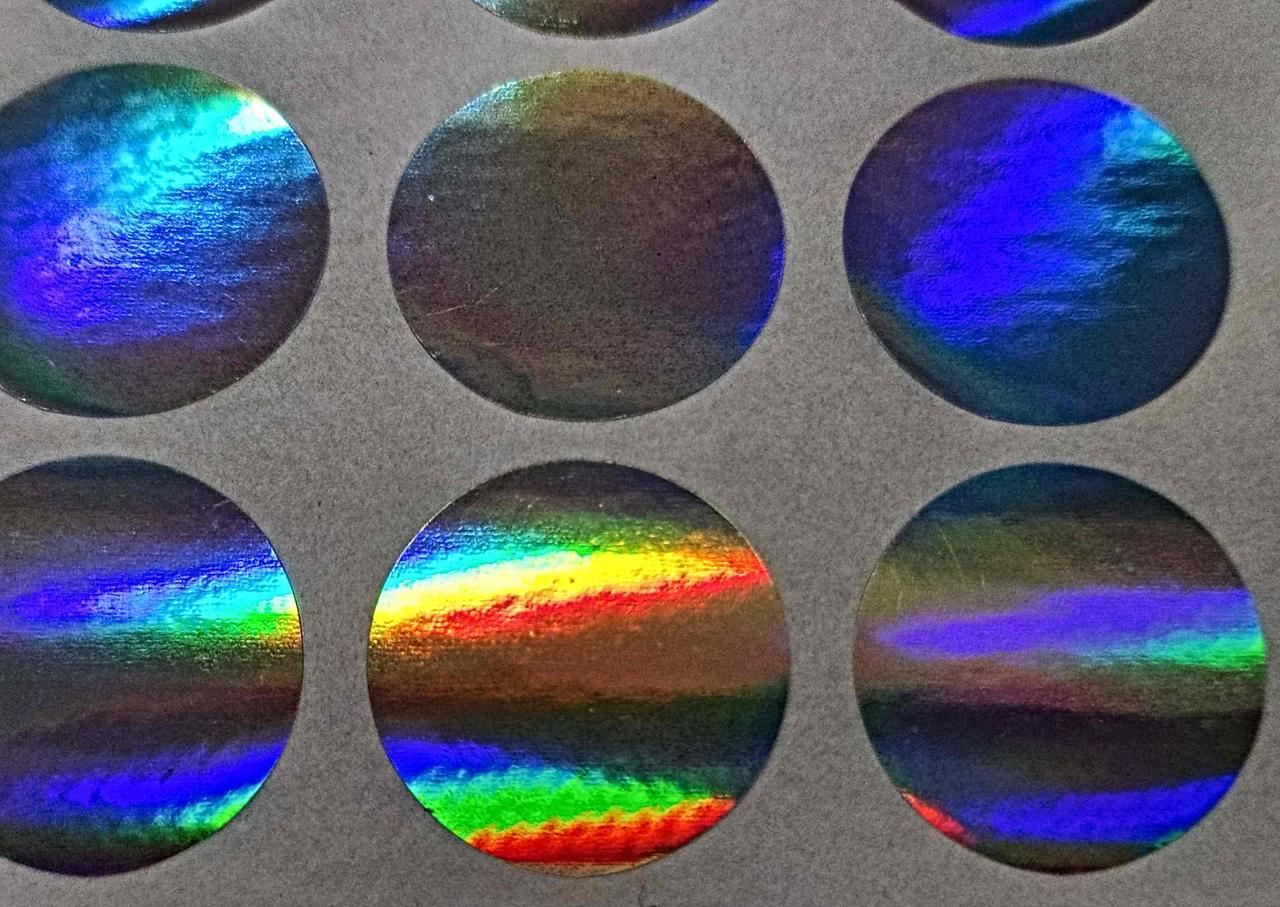 Круглые голографические гарантийные наклейки VOID диаметр 2 см лист 18 шт., фото 1