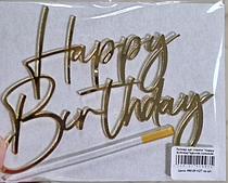 Топпер орг стекло "Happy birthday" курсив,съемная шпажка